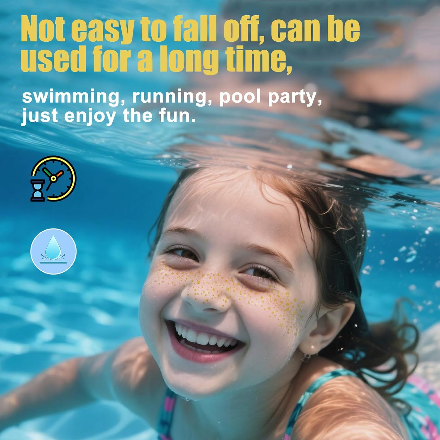 Lasuroa 20Pcs Glitter Freckles Temporary Face Tattoos, 2 Styles Waterproof Freckles Face Tattoo Glitter Makeup Patches for Teens & Women Christmas Halloween Parties (Gold) image number 6