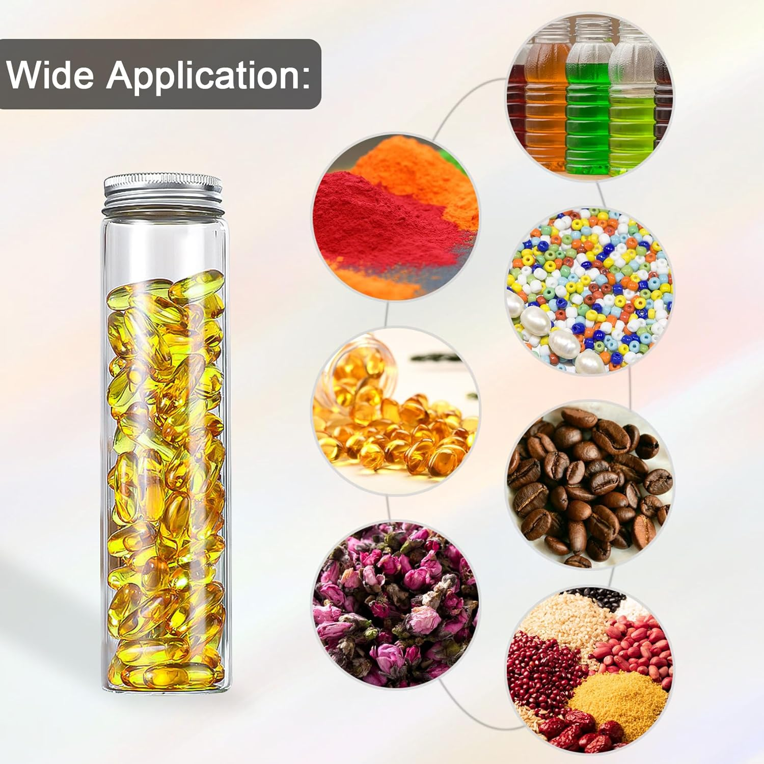 110Ml Clear Bath Salt Tube, 15PCS Plastic Test Tubes a Brush,Plastic Storage Tube with Screw Cap, Flat Bottom Clear Test Tubes for Candy Storage, Party Favors image number 2