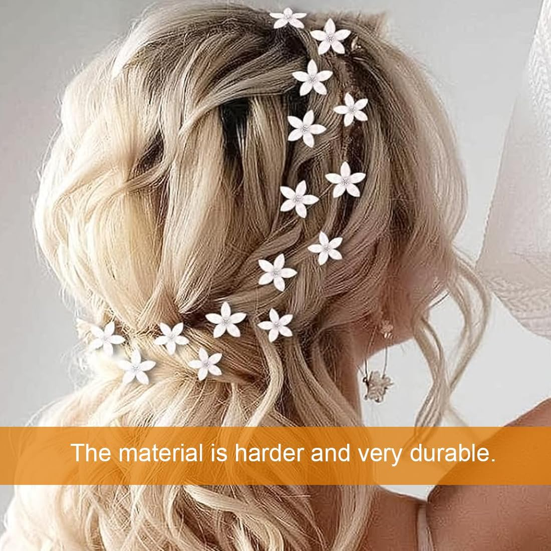 Zeayebsr Pack of 10 White Small Flower Hair Accessories, Hair Clip Flower, Hair Clips, Mini Cute Rhinestone Metal Hair Pins for Women, Bridal Hair Clips for Girls, Wedding, Hair Accessories, image number 5