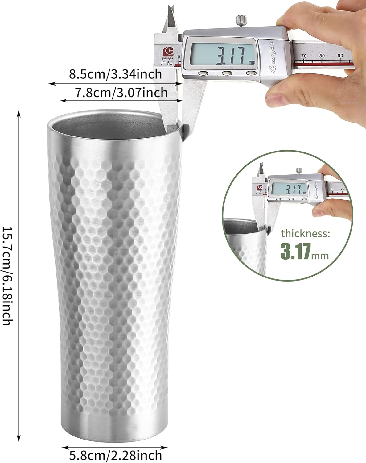 BEFOY Pint Cup - 16Oz Double Layer Cup Wall Stainless Steel Unbreakable Hot & Cold Drinking Cups for Home & Outdoor (510Ml, 2 Count (Pack of 1))