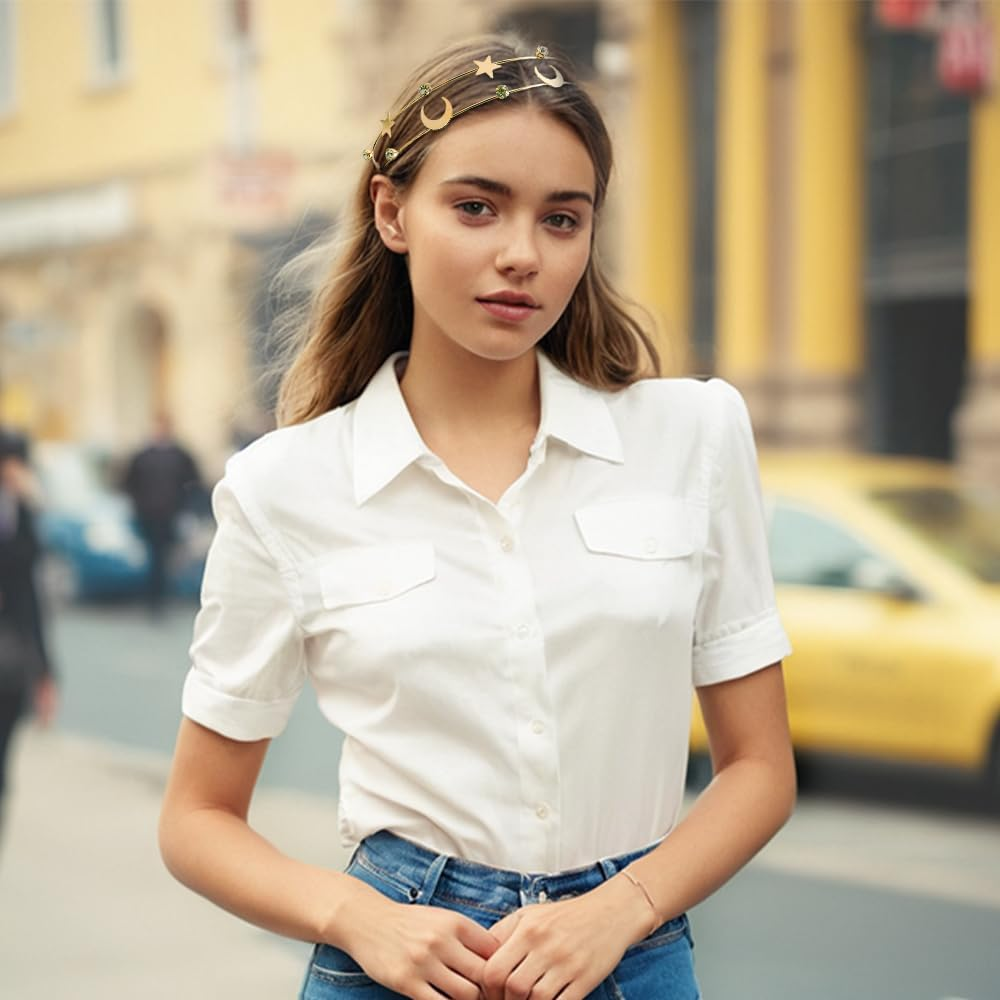 Pack of 2 Moon Five-Pointed Stars Headbands, Hair Accessories for Girls image number 1