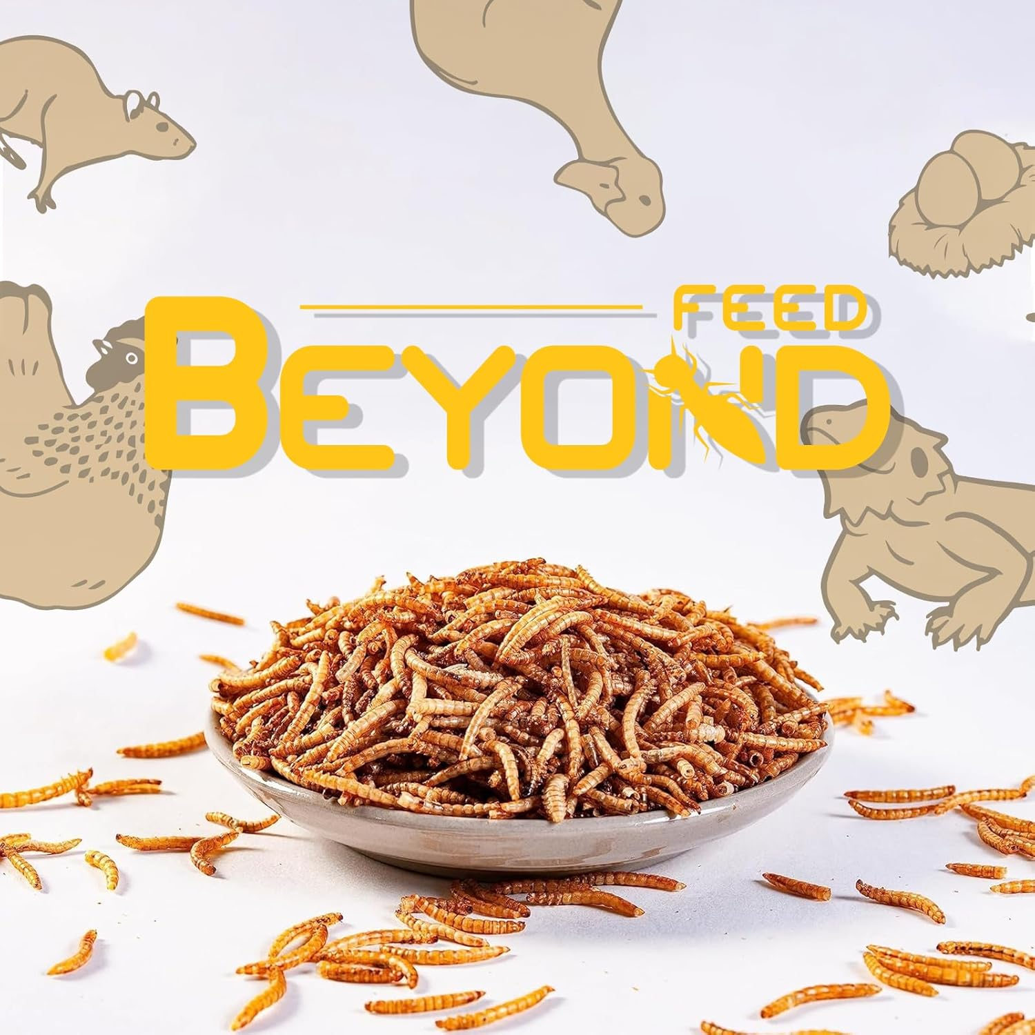 Beyondfeed&trade; 1Kg Dried Black Soldier Fly Larvae - Nutrient-Rich, Sustainable Feed for Chickens, Ducks, Birds, Reptiles, Fish, Hamster, Turtles and More (2.2Lbs/1Kg Package) image number 1