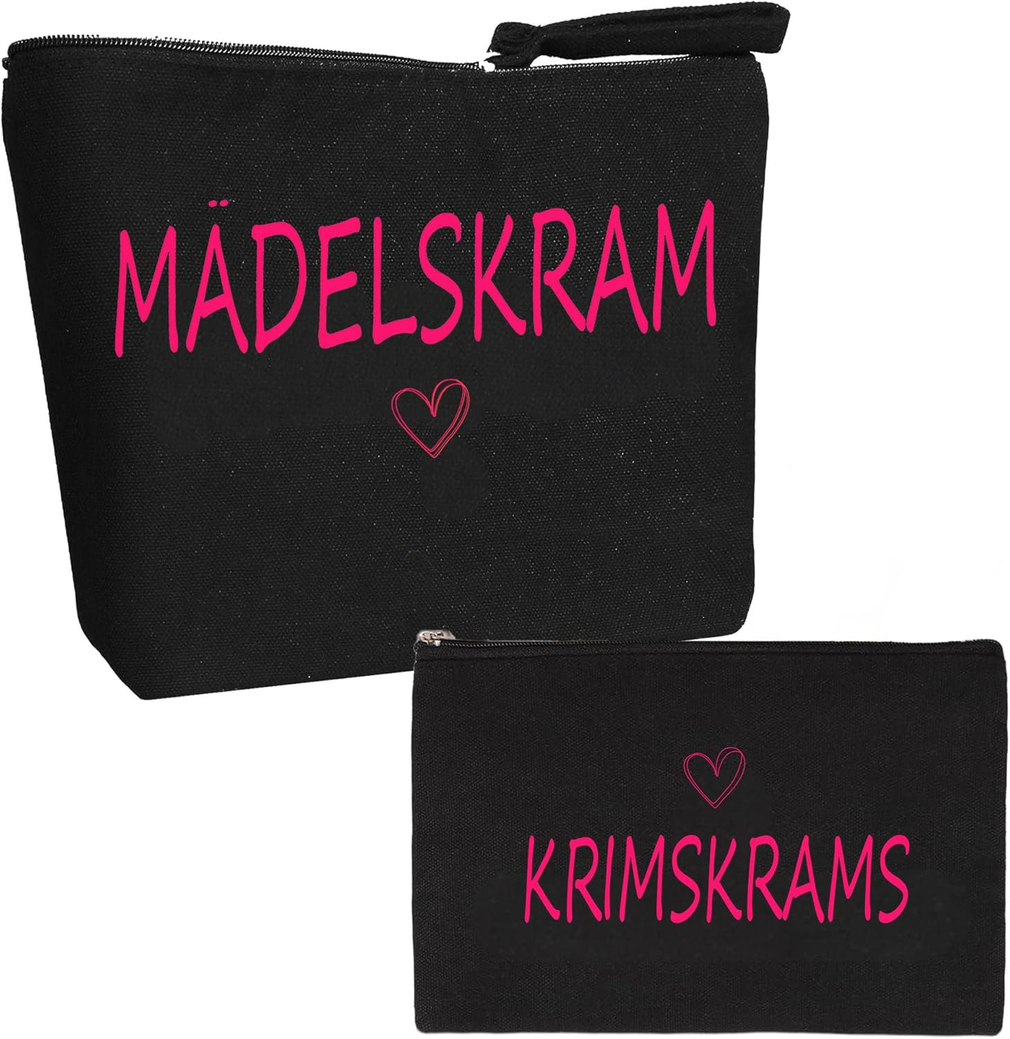 Pack of 2 Cosmetic Bag Girls Makeup Bag Girls Black Cosmetic Bag Small Toiletry Bag Make up Bag with Saying Gifts for Women Ladies Girlfriend Mum image number 1