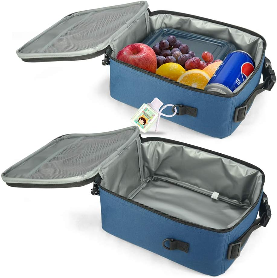 EAGLEMATE Insulated Lunch Bag &ndash; Portable Lunch Tote with Clip-On Buckle, Leakproof Interior, Front Pocket & Side Mesh &ndash; 7.5L Small Lunch Box for Work, School-Bpa Free (Navy Blue/Gray) - Blk/Gray image number 5