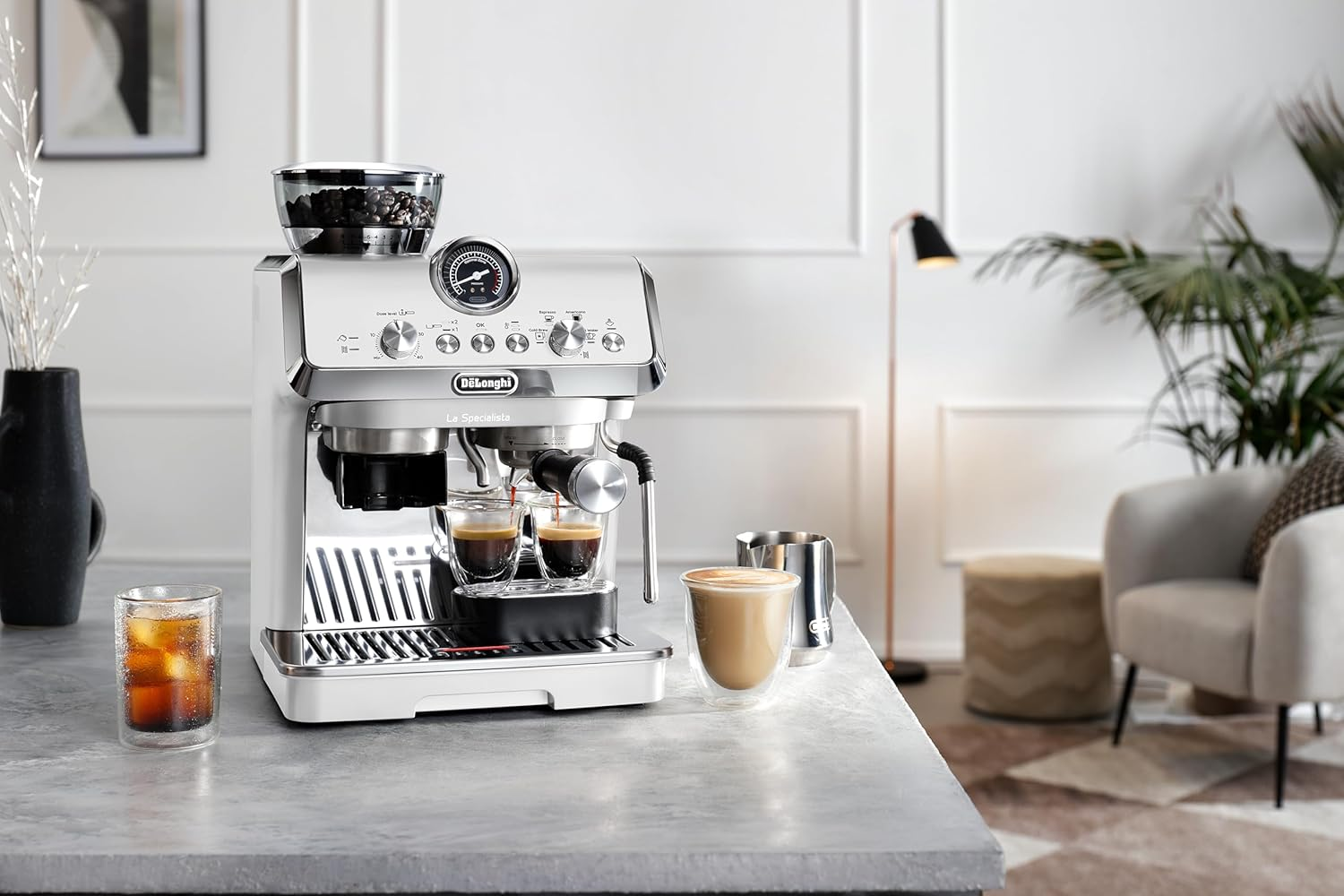 De'Longhi La Specialista Arte Evo EC9255.WI, Espresso Pump Coffee Machine with Cold Brew Function, with Professional Milk Frothing Nozzle, Sensor Grinding Technology, Includes Barista Kit, White