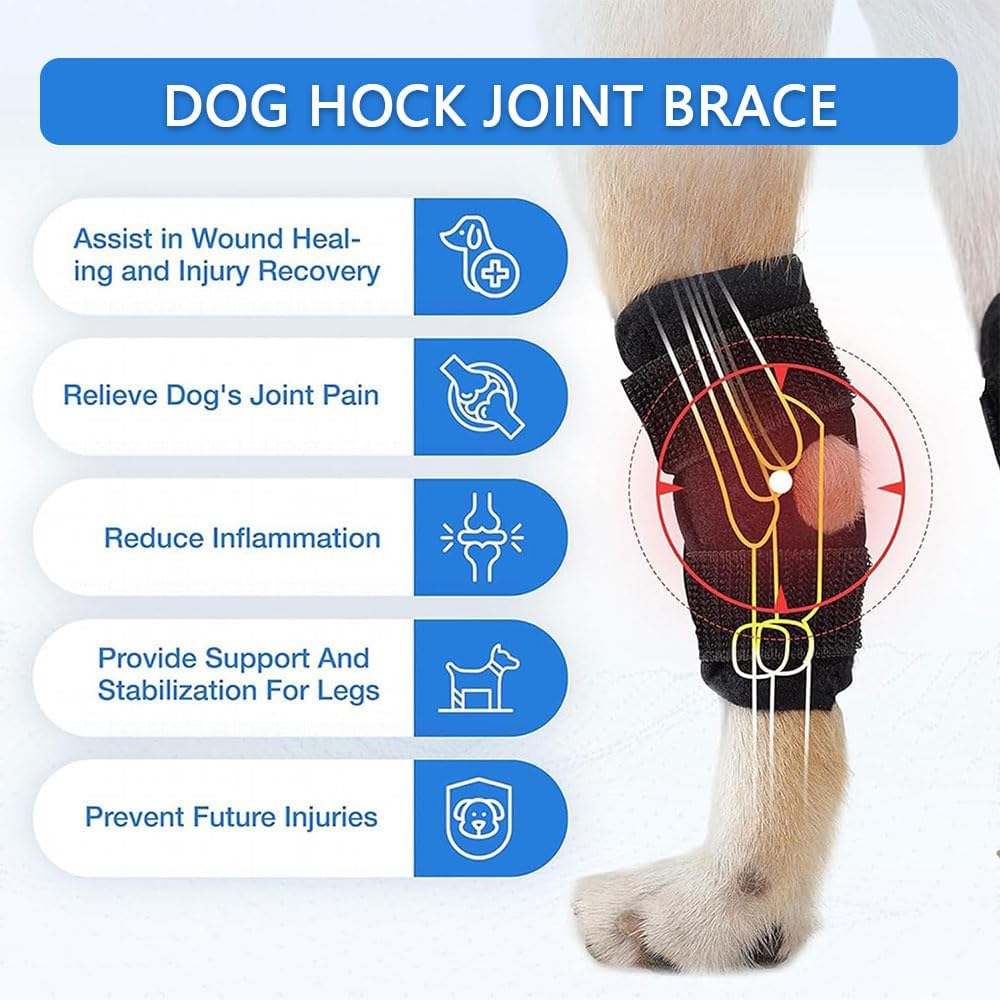 2 Pack Dog Joint Brace &ndash; Rear Leg Hock Support & Elbow Compression Wrap for Joint Injury, Sprain Protection, Arthritis Healing & Stability Loss image number 6