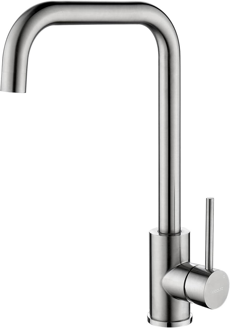 Decaura L-Spout Kitchen Mixer Tap Lead-Free Sink Faucet 360 Swivel Laundry Basin Taps (&lrm;Brushed Gold)