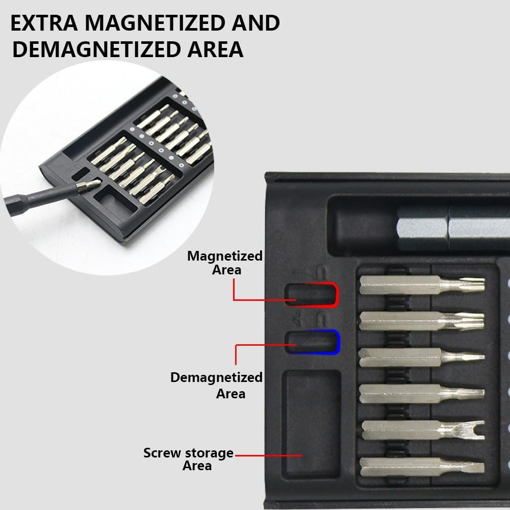 28-In-1 Small Precision Screwdriver Set, Professional Magnetic Mini Repair Tool Kit with Extra Magnetized & Demagnetized Area for Phone, Computer, Watch, Laptop, Game Console, Eyeglass image number 3