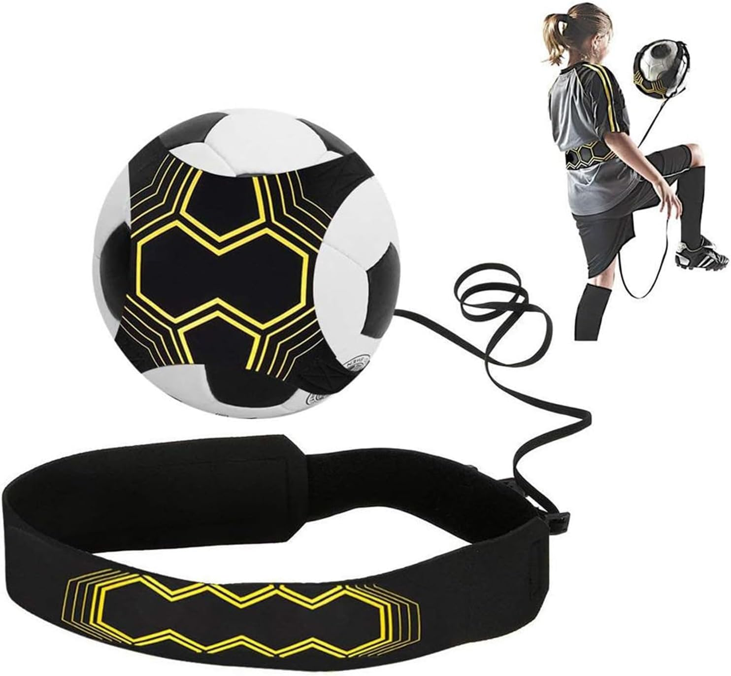 Soccer Training Equipment Set, Football Kick Trainer with Belt and Agility Training Mat, Solo Skill Practice Aid for Kids & Adults, Soccer Training Belt for Footwork, Passing & Shooting image number 3