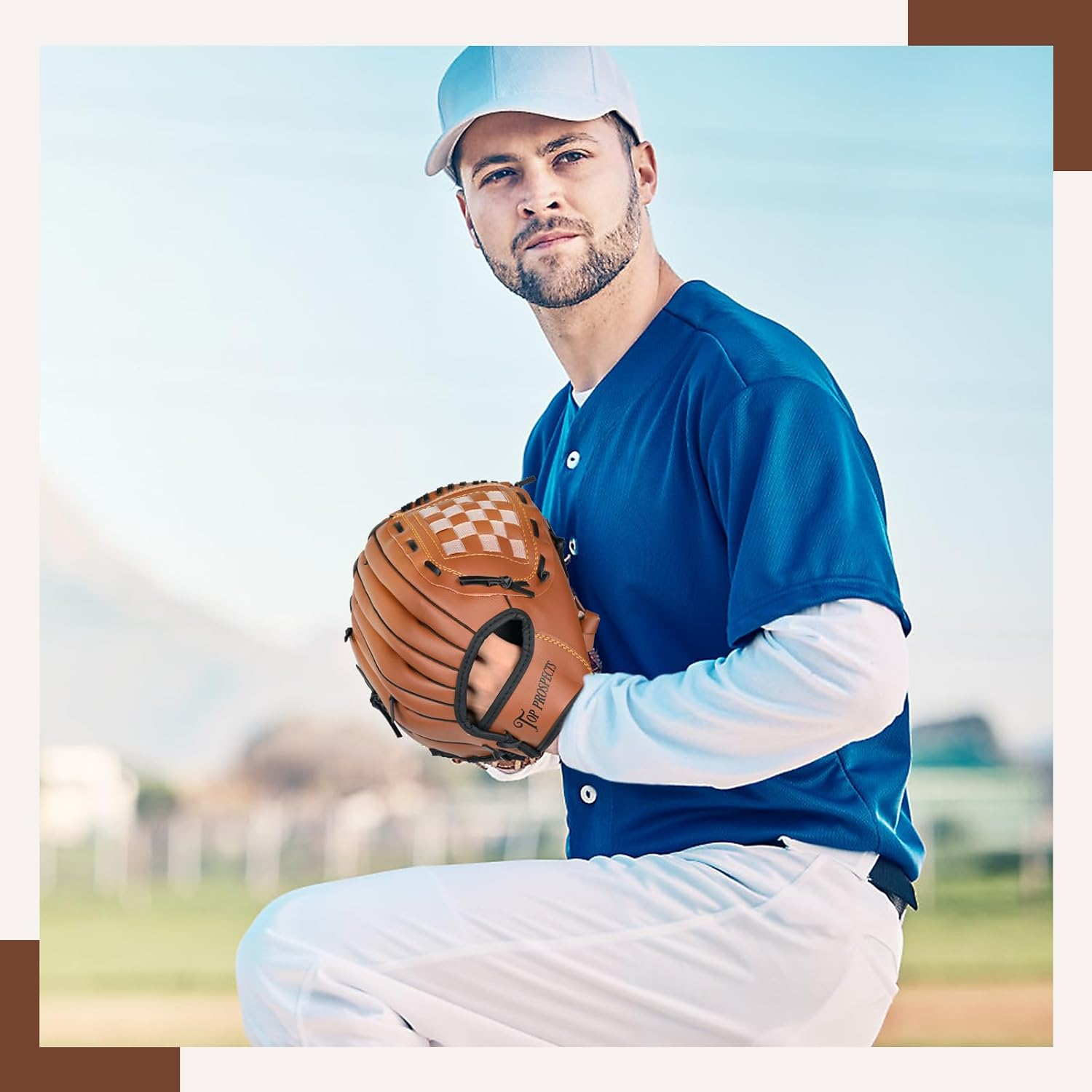 Top Prospects Premium Leather Baseball Glove with Free Baseball &ndash; Ideal for Youth & Softball &ndash; Durable Baseball Mitt for All Positions image number 6