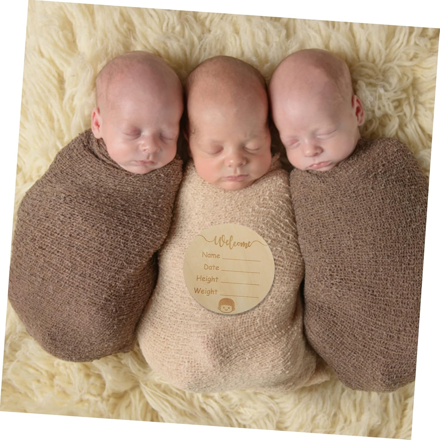 ERINGOGO Creative round Wooden Birth Announcement Sign Nursery Plaque for Name Photo Prop for and Celebrate