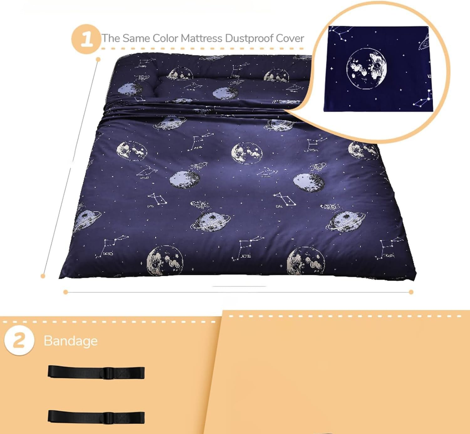 Japanese Floor Mattress Futon Mattress, Thicken Tatami Mat Sleeping Pad Foldable Roll up Mattress Dormitory Mattress Pad Floor Lounger Pillow Bed (Vivid-Space Adventure, 135 X 200 Cm) image number 4