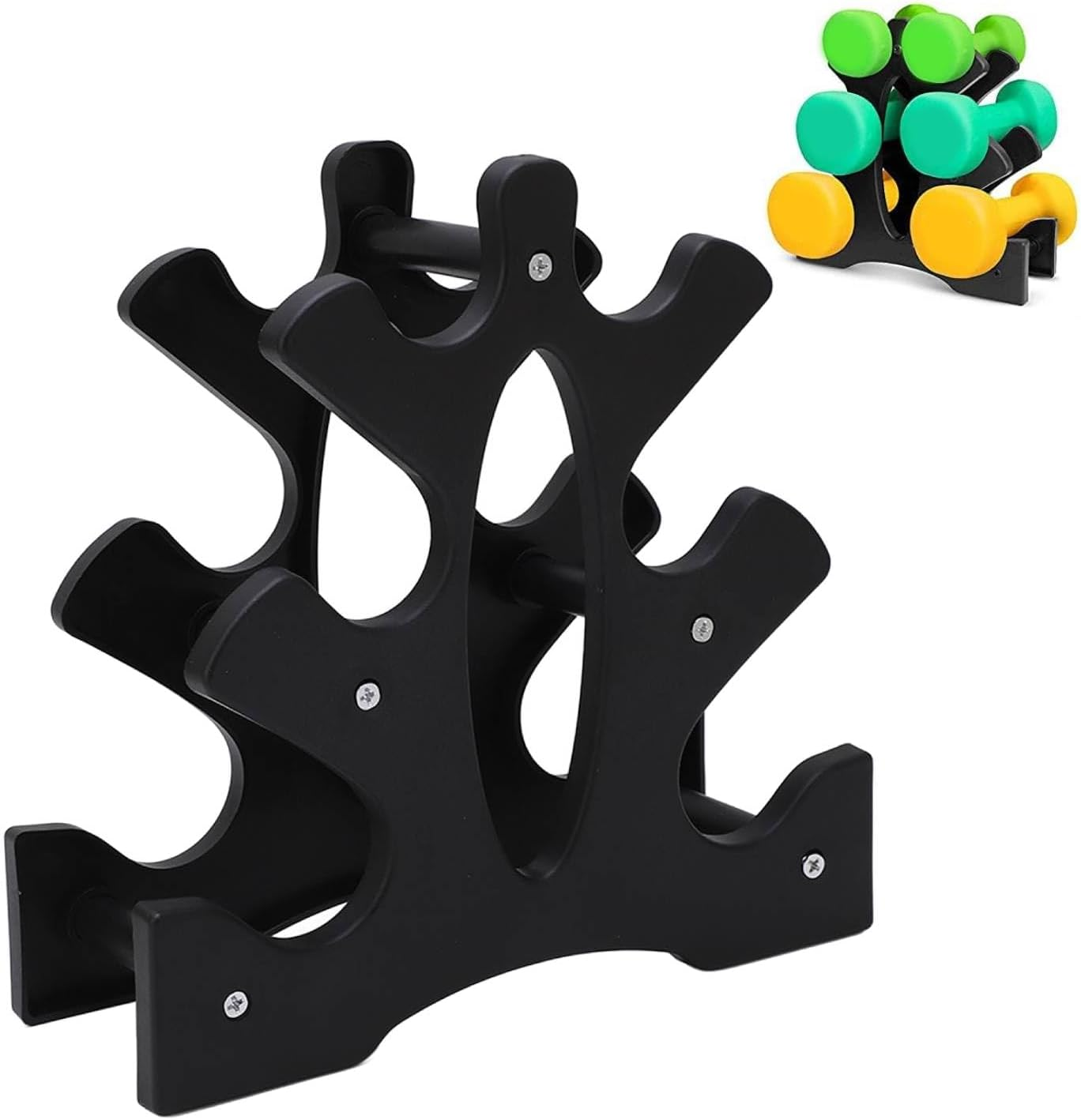 3 Tier Weight Rack, Compact Dumbbell Rack Stand, Fitness Dumbbell Organizer, Weight Rack for Home Gym Dumbbells for Home, Office and Gym Fitness, Easy Assembly(Without Dumbbells)