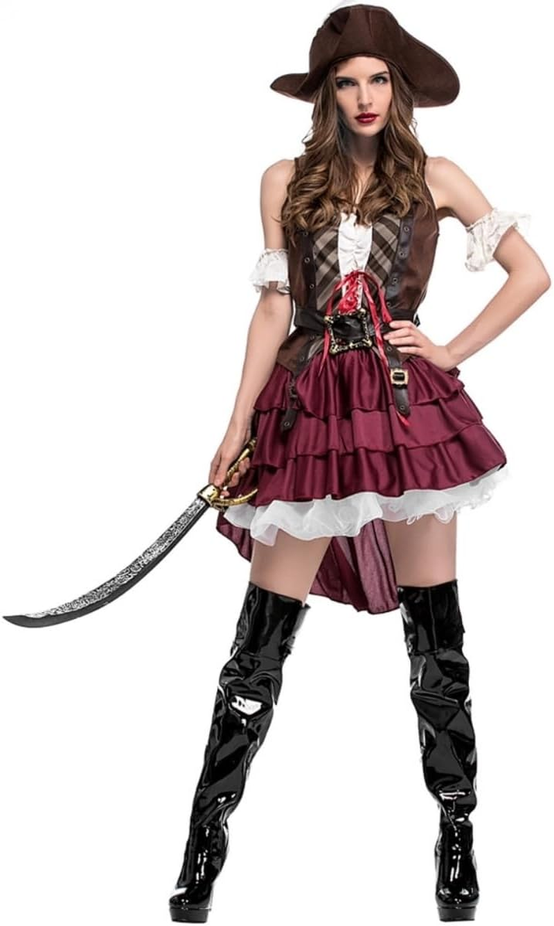 Costume Bay Women'S Sexy Pirate Costume Polyester Adventurous Seas Caribbean Swashbuckler Pirate Outfit Party Halloween Event Masquarade Cold Sultry Dress image number 6