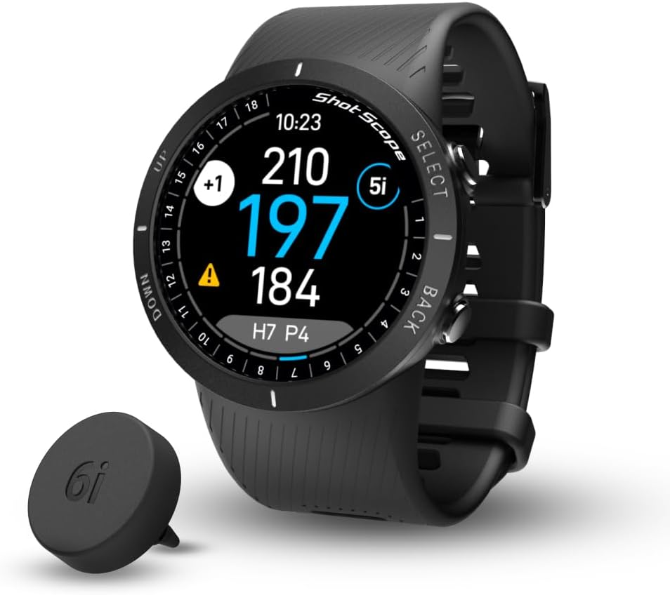 Shot Scope V5 GPS Watch, Shot Tracking, 36K+ Preloaded Courses, Full Course Maps, No Subscription, Black Bezel and Black Strap image number 4