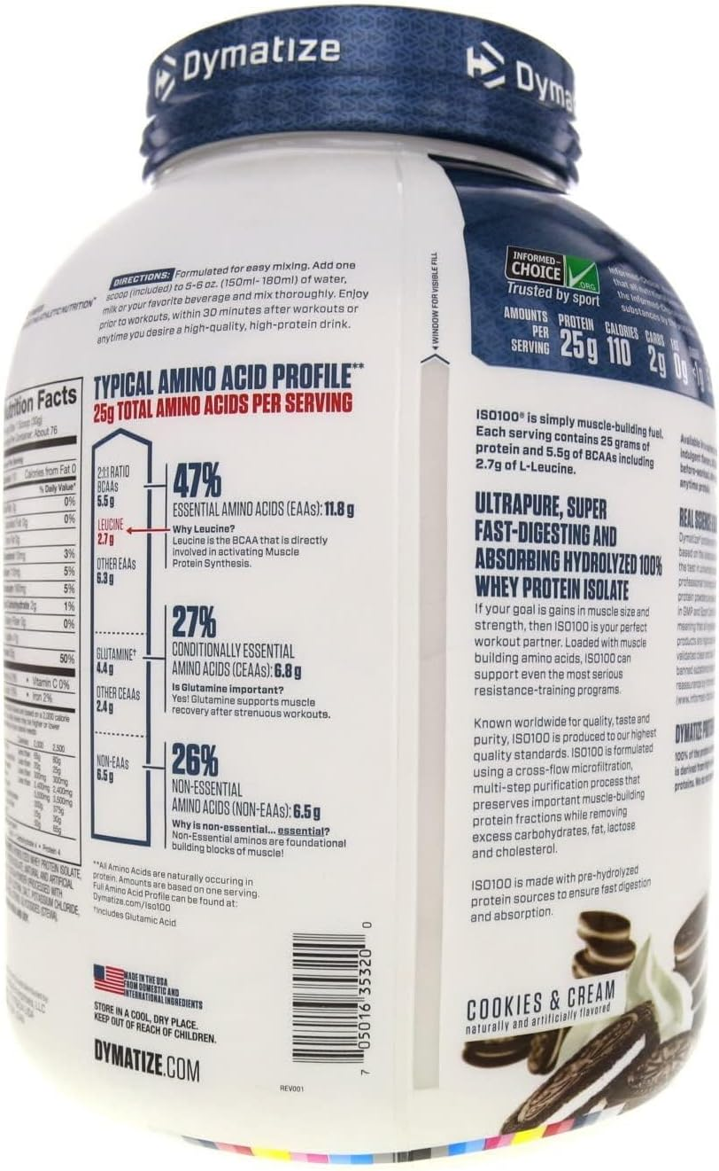 Dymatize Iso-100 Cookies & Cream - 5 LBS image number 5