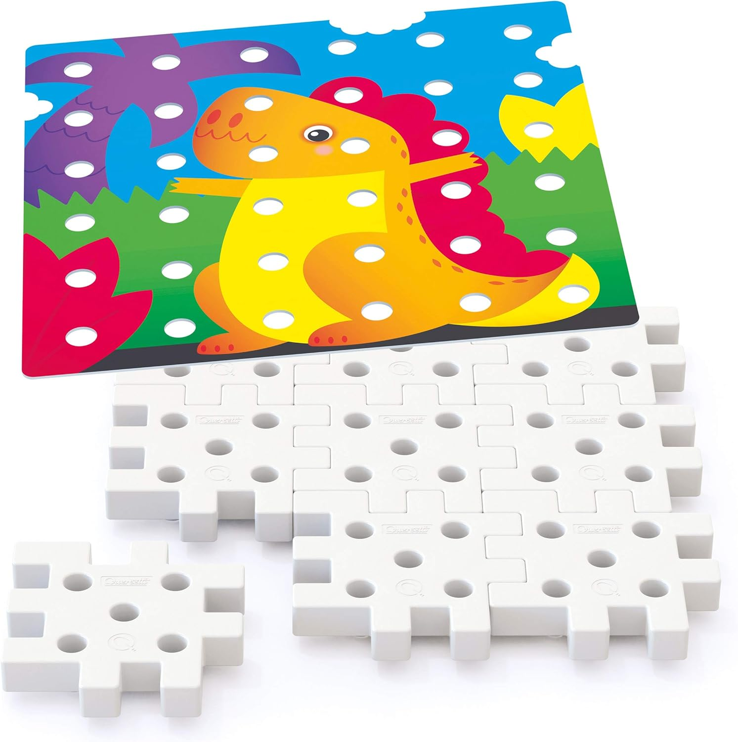 Quercetti - Jumbo Peggy Medium - Stacking Peg Toy with Illustrated Cards and 9 Linking Boards and 36 Pegs, for Kids Ages 2 Years + image number 2