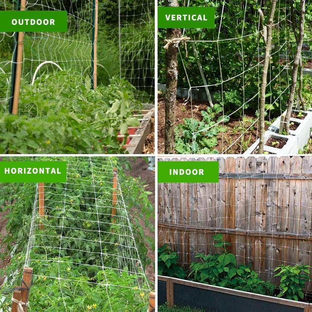 Tcamp Heavy-Duty Polyester Garden Trellis Net for Climbing Plants - Plant Support Netting Outdoor, Flexible String for Bean Pea, White Grow Tent (4.9Ft X 30Ft, 3.5" Opening Mesh, 1 Pack) image number 3