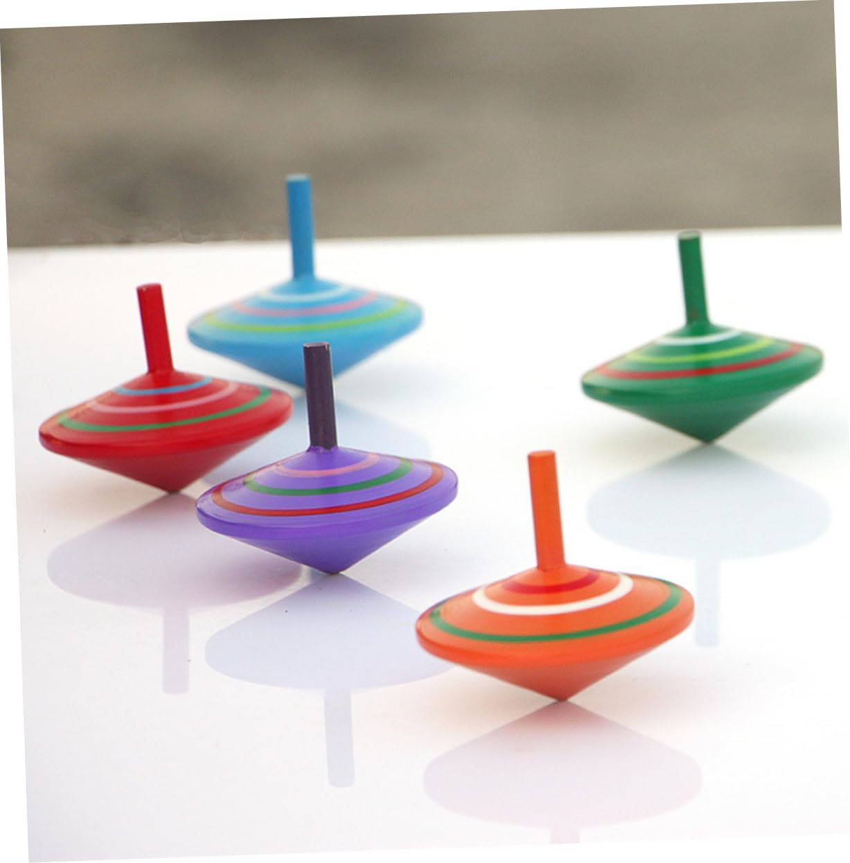 Totority 5 Pack Wooden Spinning Top Toys for Kids Educational Kids Top Toy Set Random Color image number 4