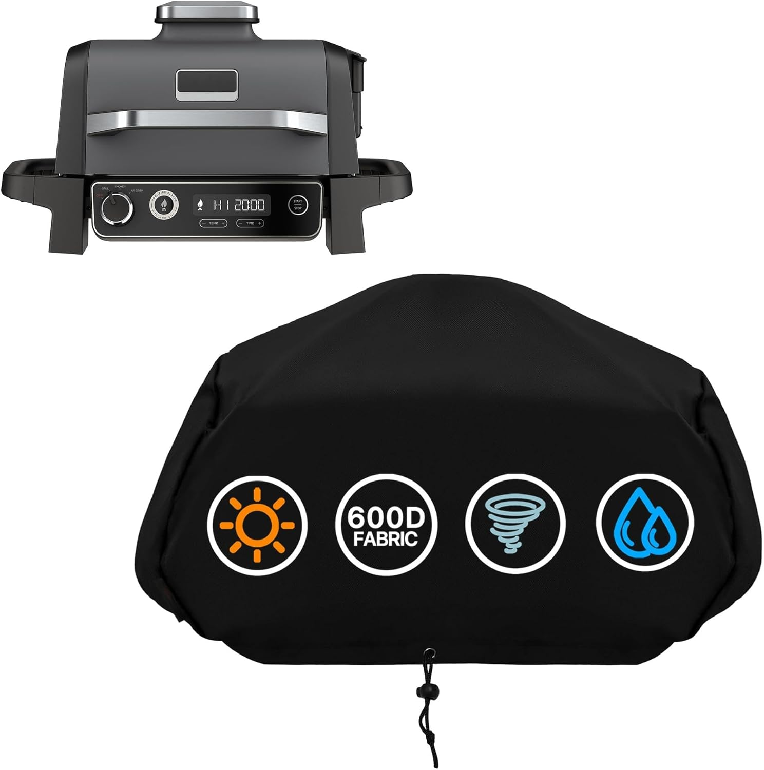 Grill Cover for Ninja OG700 Series Outdoor Grill, Heavy Duty Woodfire BBQ Grill Accessories, Waterproof Grill Cover Cpmpatible with Ninja Smoker Grill OG701 & OG751 Series Etc image number 4