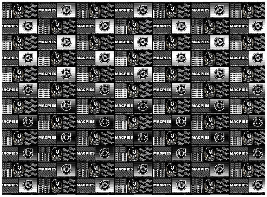 Collingwood Magpies AFL Gift Wrapping Paper School Book Covering