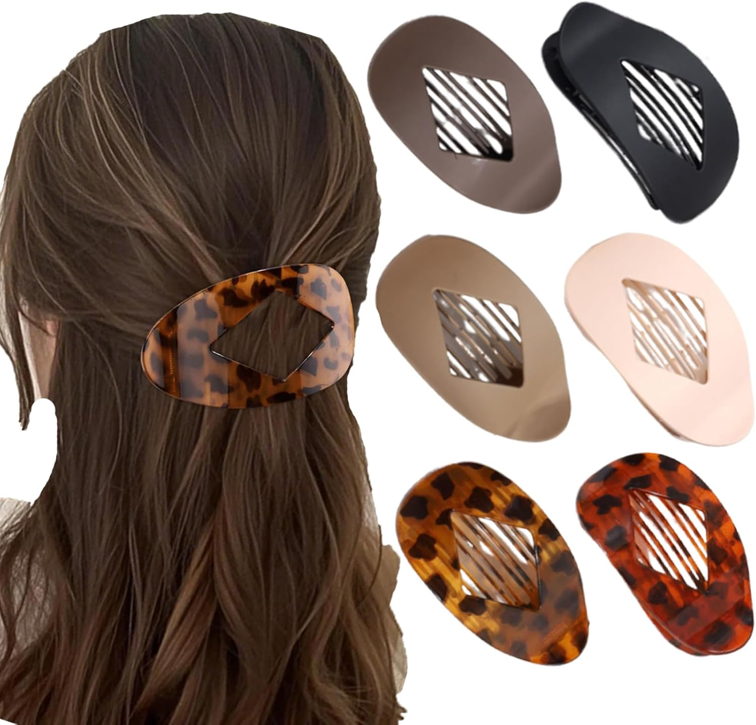 Pack of 6 Flat Hair Clips, Flat Hair Clips for Women, Ideal for Daily Wear and Party Hairstyles, Six Colours, Ideal Gift Choice image number 4
