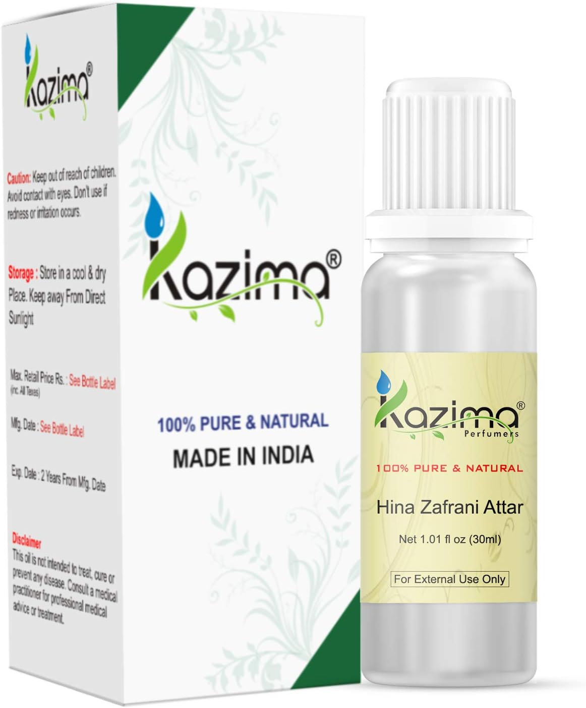 KAZIMA Unisex Hina Zafrani Attar (30Ml)