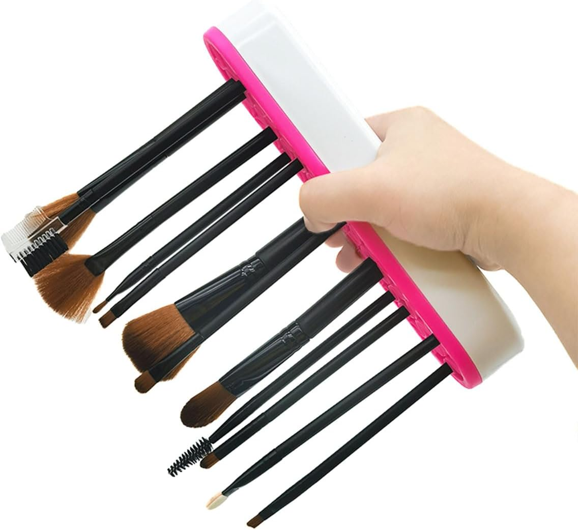 AIMALL Silicone Cosmetic Brush Holder, Desktop Makeup Organizer, Easy-Clean Detachable Design, Space-Saving Beauty Tool Storage, Dimensions 8.27X1.97X1.38 Inches - Blue image number 4