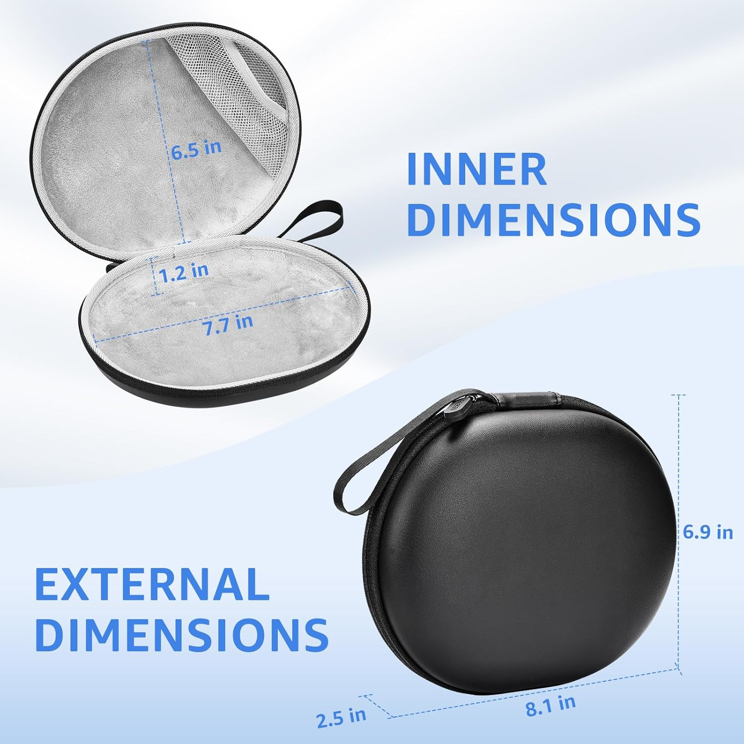 TOZO Headphone Case Cover HT2 HT1 Wireless Headphones,Anti-Scratch, Water and Dust Resistant, Pocket for Cable, Faux Leather Storage Bag, Case Only, Black image number 2