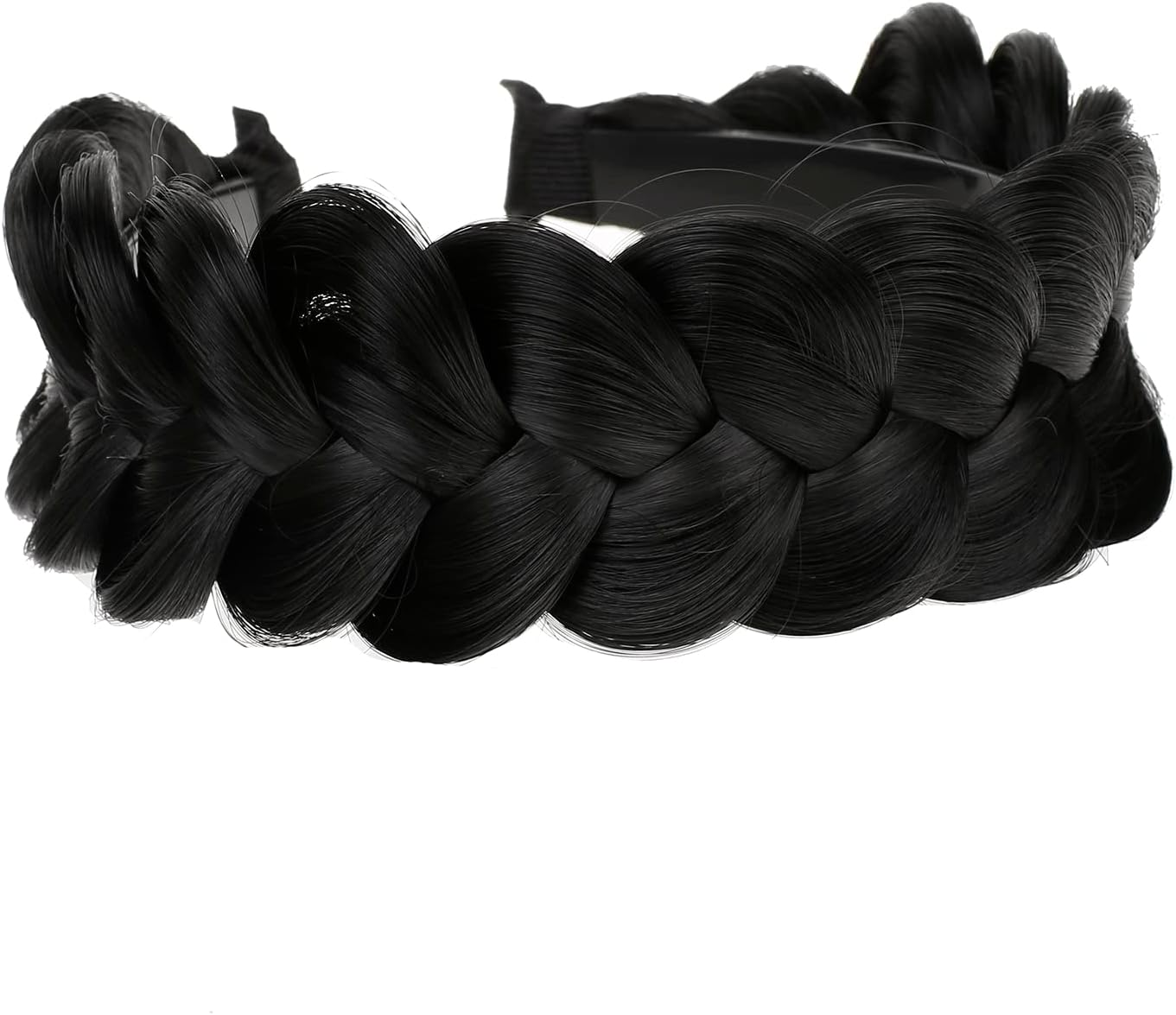 Vowyore Synthetic Hair Braided Headband Braided Hair Hoop Classic Chunky Wide Plaited Wedding Fluffy Braids Wig Women Girl Beauty Accessory