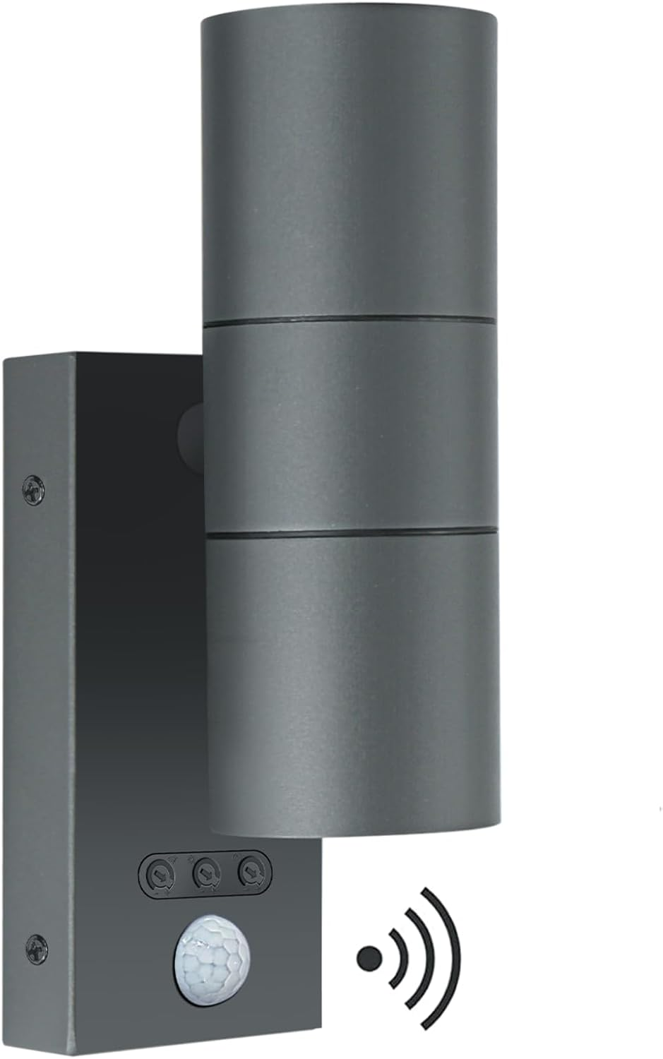 Kerry outside Wall Lights with Sensor, IP65 Waterproof up down Outdoor Lighting, External Pir Wall Mount Security Light, Black Stainless Steel Exterior Light Mains Powered for Front Door (Bulb Excl.)