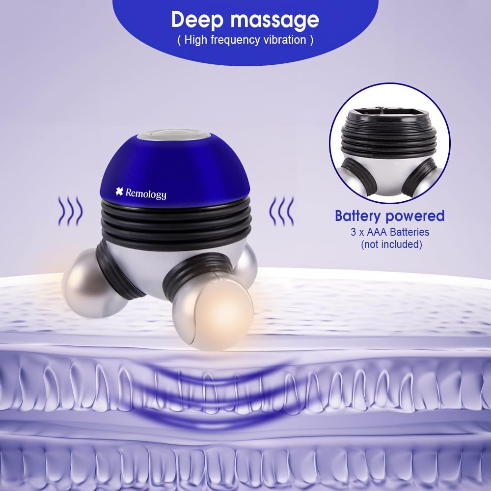 Remology Mini Handheld Massager, Small and Easy to Use, Battery Operated Vibrating Multifunction Massager, Relaxing Spot Massage for Neck, Shoulders, Legs, Soothes Tension with Massage Nodes