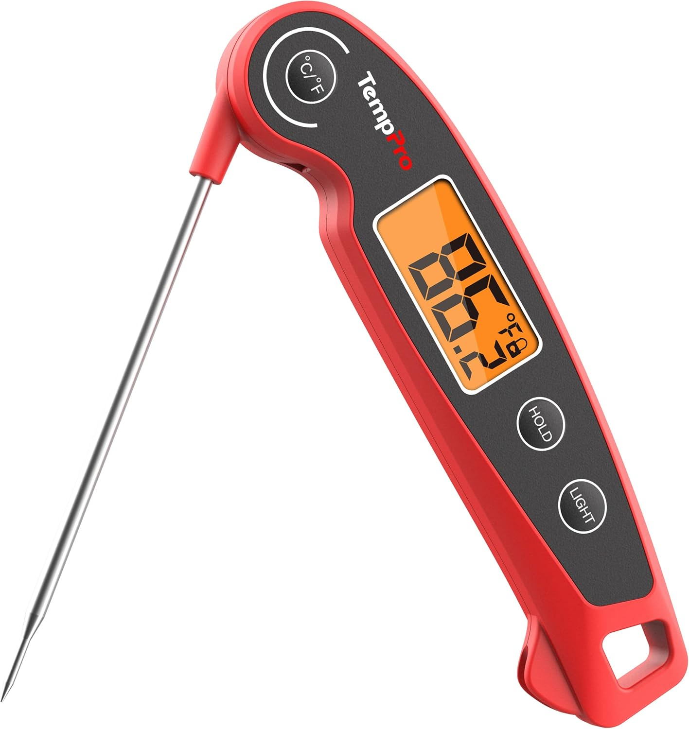 Temppro F05 Digital Meat Thermometer for Cooking with Motion Sensing, Waterproof Food Thermometer for Kitchen BBQ Oil Grill Smoker Candy Thermometer Black/Red image number 1