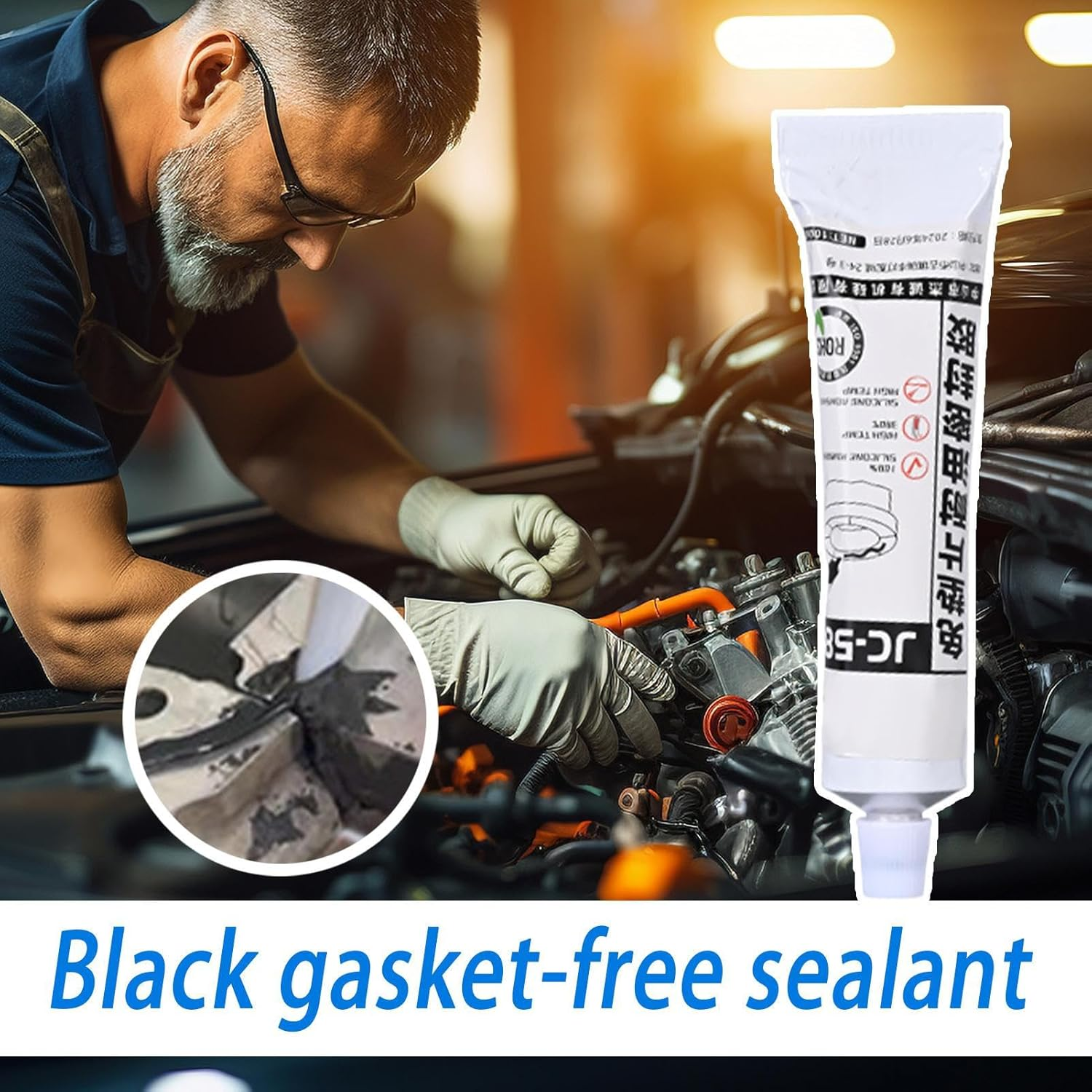Black Silicone Sealant | Automotive Oil Leak Repair Sealant - Automotive Waterproof Sealing Adhesive for Maintenance Daily Care Engine Gearbox Water Pump image number 5