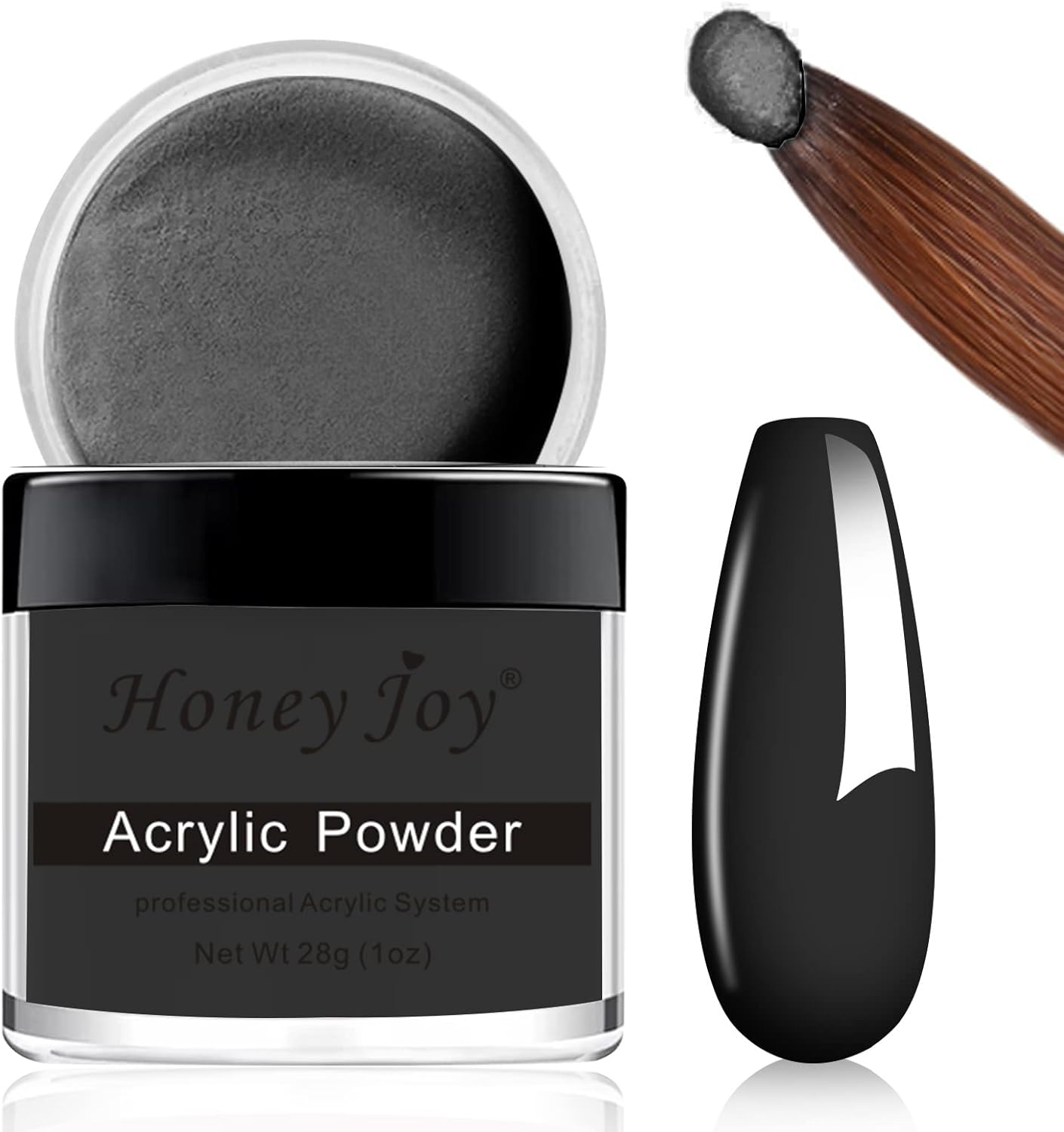 28G/Box Acrylic Powder Professional White Clear Black Nude Acrylic Nail French Manicure Powder for Nail Extension Acrylic Nail System,Hj-Nap016 (Black)