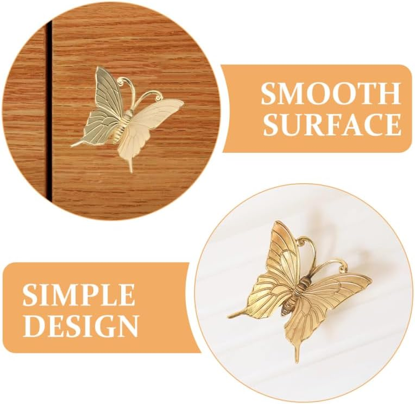 2Pcs Butterfly Cabinet Knobs Elegant Brass Drawer Pull Handles for Furniture Decorative Hardware for Cabinets Wardrobes
