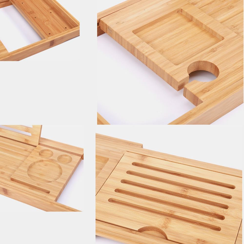 Bath Caddy Tray for Bathtub, Expandable Baths Tray, Bathtubs Caddy Tray, Adjustable Bamboo Bathtubs Tray for Books, Tablets, Wine Glasses, and Candles, Perfect for Relaxing Baths image number 1