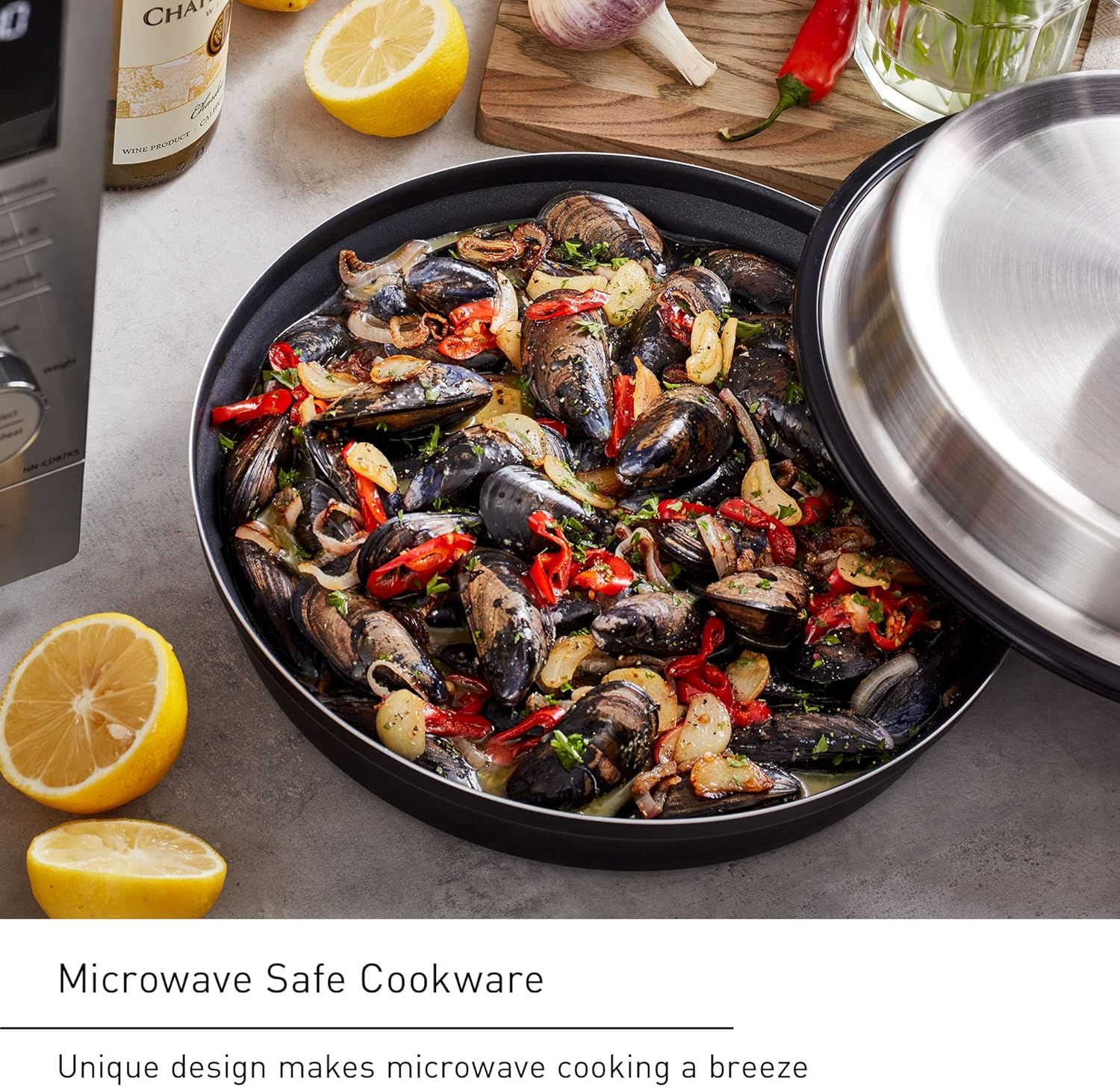 Panasonic Homechef Magic Pot for Microwave Oven, Microwave Safe 4-In-1 Cookware Accessory to Pan Sear, Simmer, Steam, and Grill - NN-ASP1AW image number 1