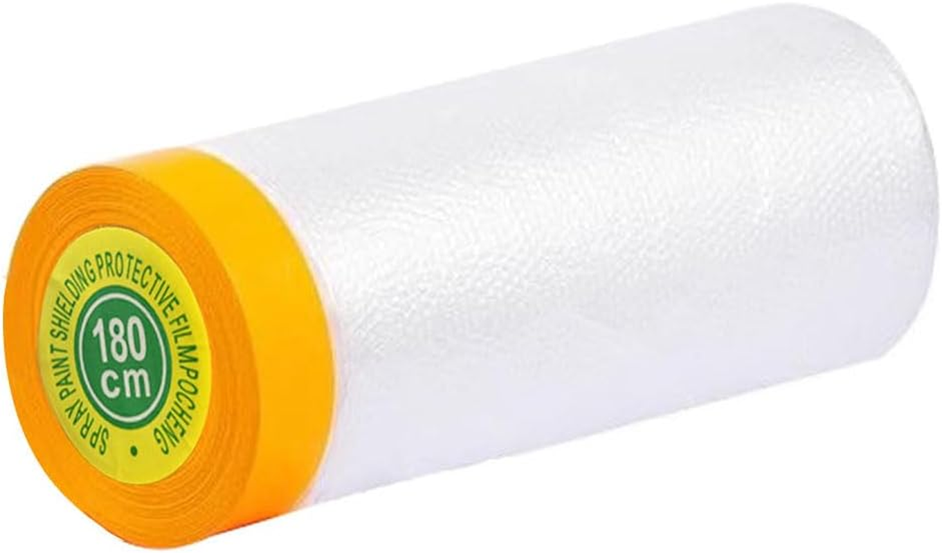 Skycabin Waterproof Pre-Taped Masking Film Tape and Drape 1.8Mx20M Versatile Painter'S Plastic Dust Sheets for Automotive Painting,Furniture Covering