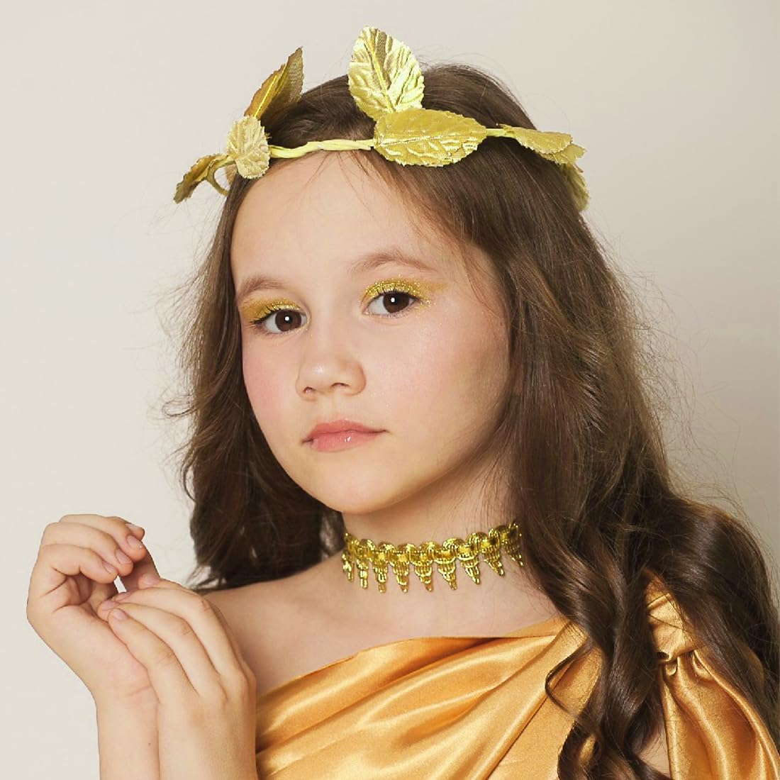 UEAVOID Pack of 3 Leaf Headbands, Roman Headdress, Leaf Crowns Headdress, Roman Laurel Wreath, Greek Headpiece, for Men and Women, Headpiece Accessories, Christmas (Gold) image number 1