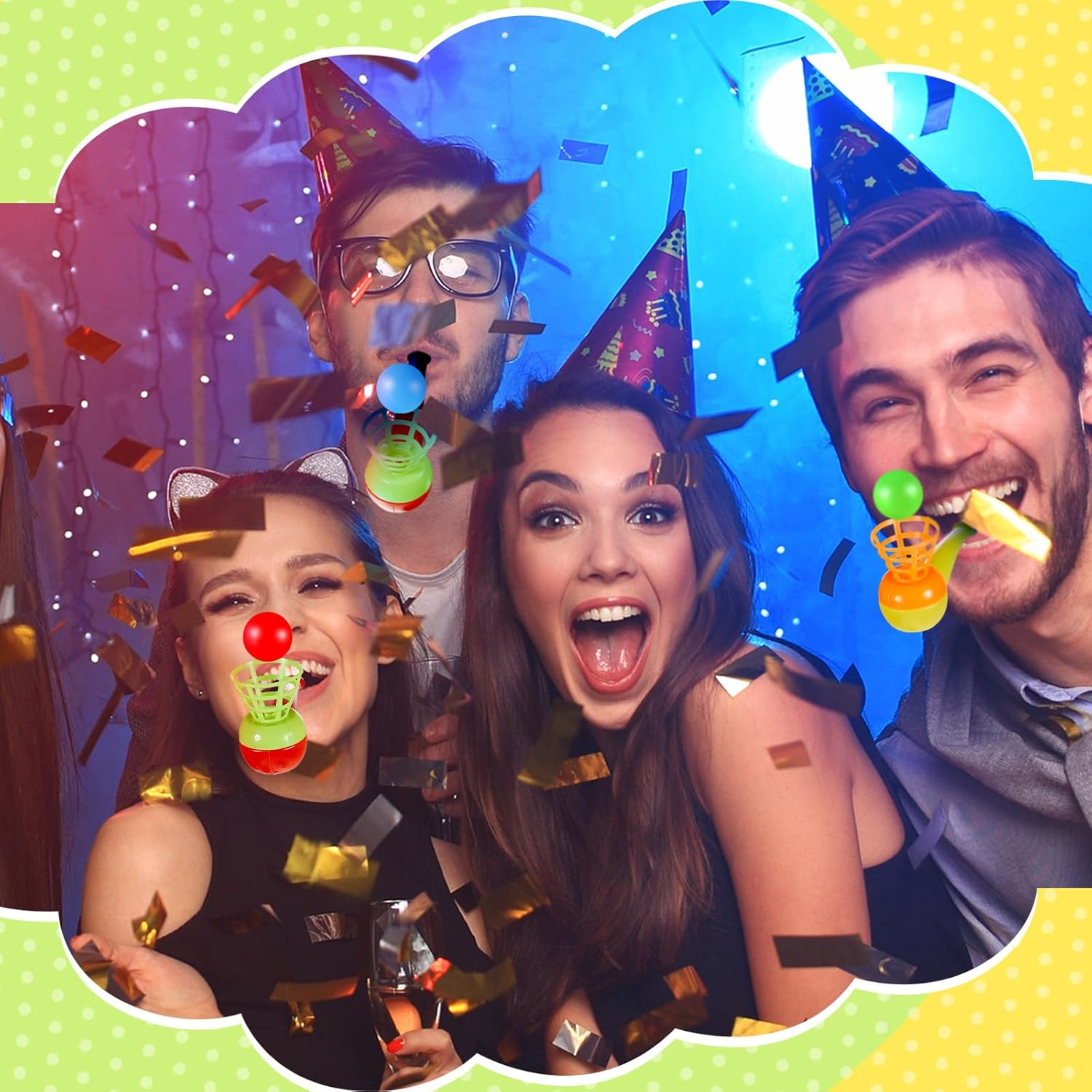 Liliful 50 Pieces Ball Blowing Toy Floating Blow Pipe Balls Stress Reliever Floating Ball Toy for Birthday Party Balance Game Favors Gift Bag Stuffers Random Color image number 4