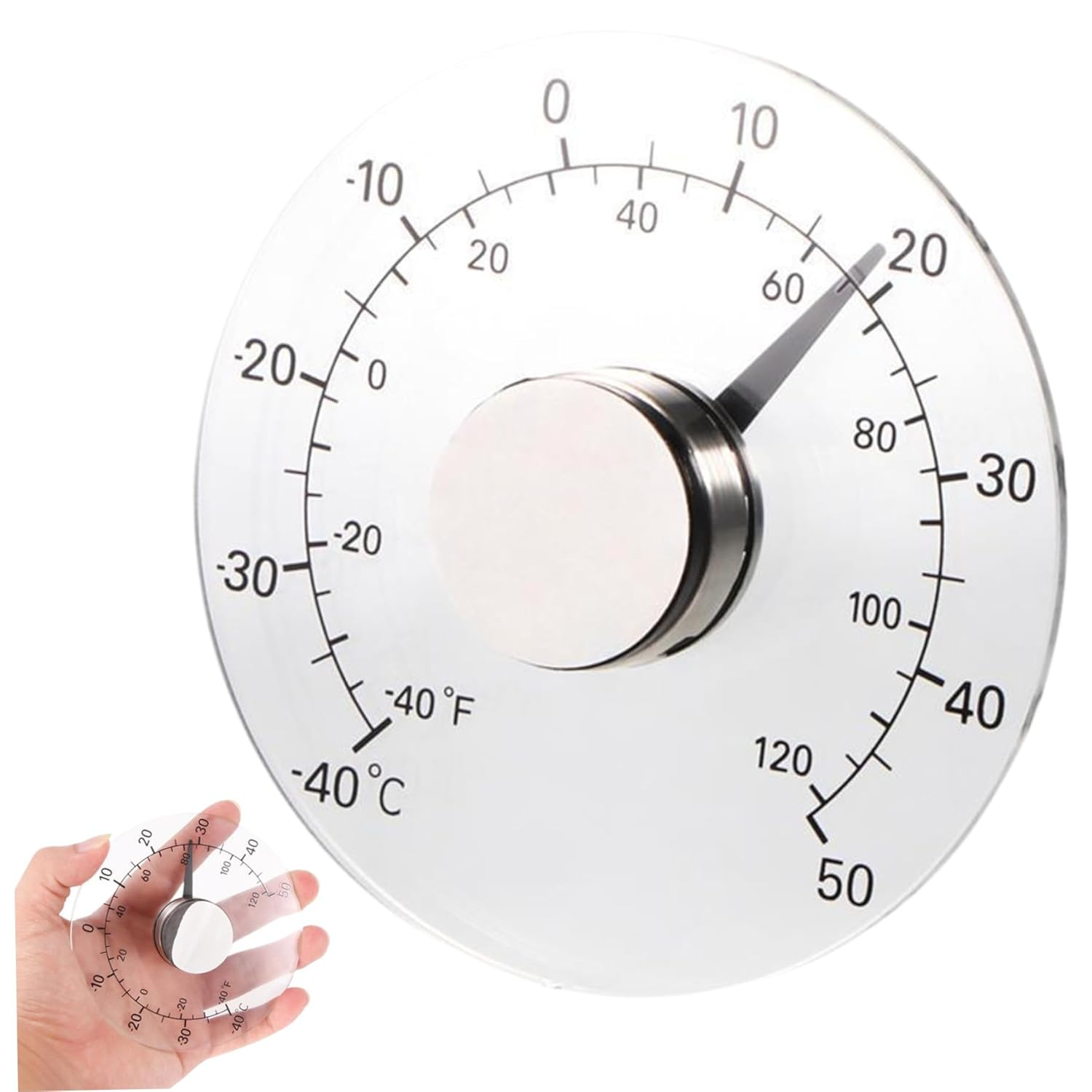 Window Thermometer, Outdoor Thermometer 4.2 Inch Stick on Thermometer Transparent Waterproof Self Adhesive Window Thermometer Easy to Read Portable Weather Thermometers for Outdoor Greenhouse, Outd image number 6