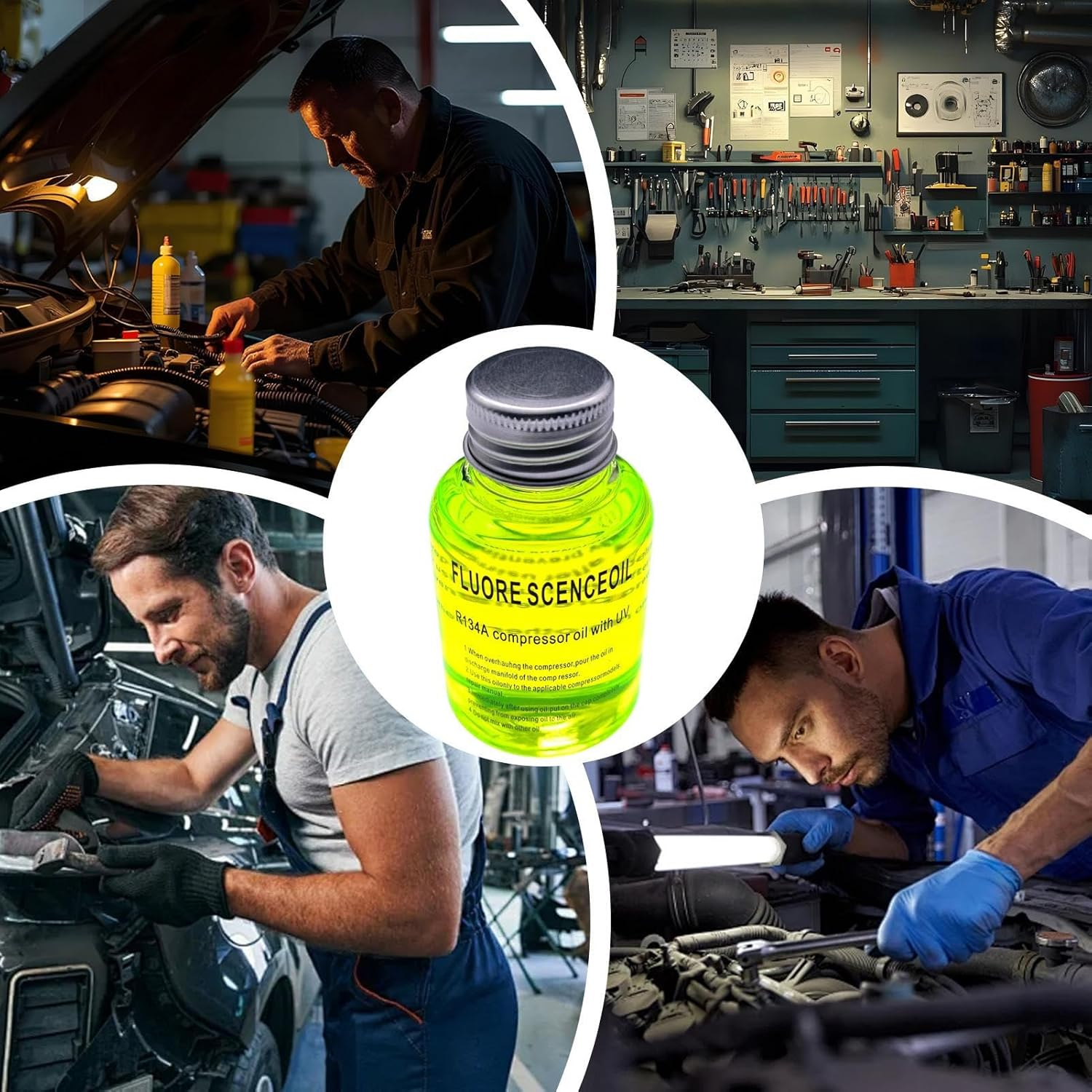 Leak Detection Oil Fluorescent for Car Air Conditioning - Leak Detector Oil for Car Air Conditioner,Effective Detector Dye for Refrigerant image number 1