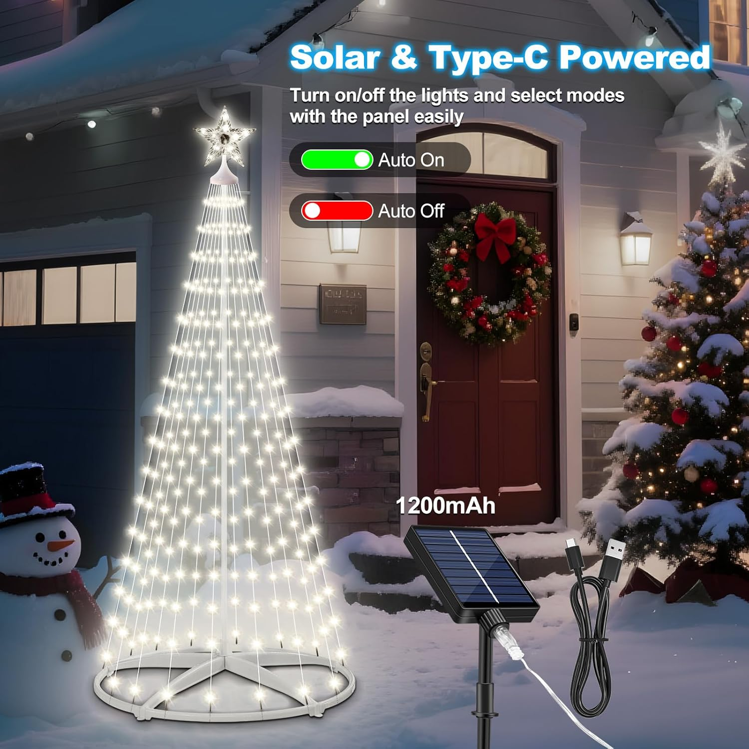 HELESIN 2.28M Solar Christmas Lights Outdoor, Christmas String Lights Decorations, 8 Modes Indoor Outdoor Decorations with Remote for Yard Garden Landscape Patio Decor, Cold White