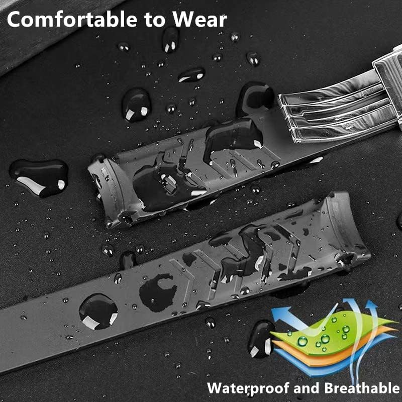 HEYOZURY Watch Strap for Tag Heuer 22 Mm Silicone Folding Buckle Bracelet Aquaracer Series Monaco Series Replacement Bracelet Original Bracelet Watch Strap for Tag Heuer - Blue image number 3