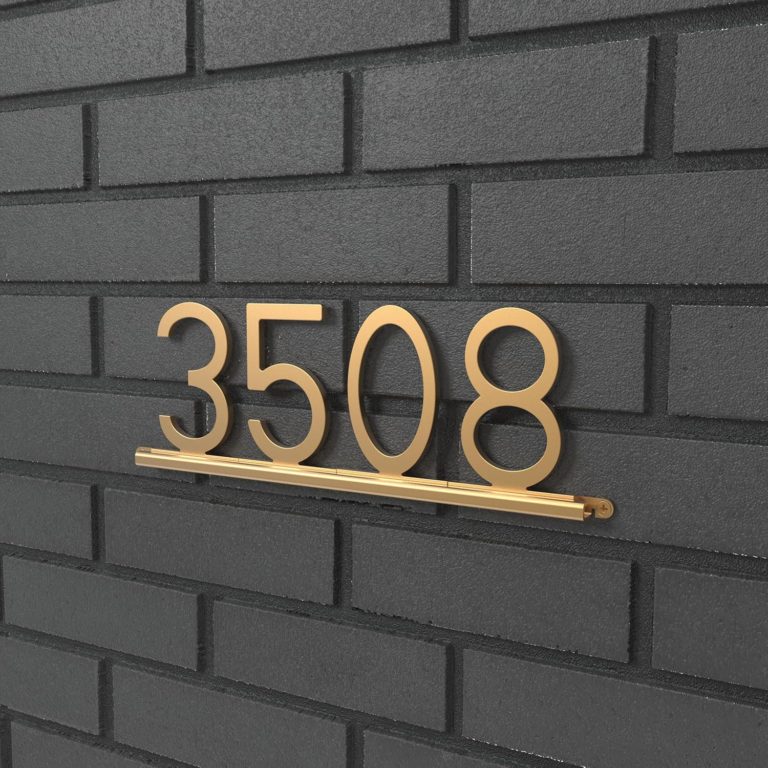 Franklin Brass Derby (1-Pack) "8" Modern Metal House Numbers for Customized System in Satin Gold | outside Number Plaque | Rust-Resistant, Personalized Address Sign image number 2