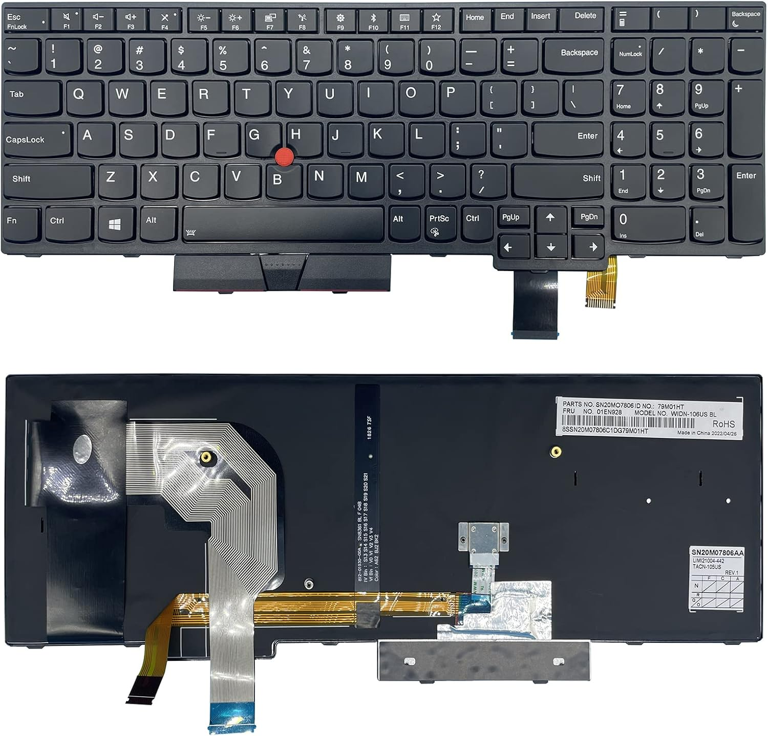 USA US Layout New Laptop Keyboard for Lenovo Thinkpad T570 T580 P51S P52S Laptop with Frame with Pointing Stick (With Backlight) image number 2