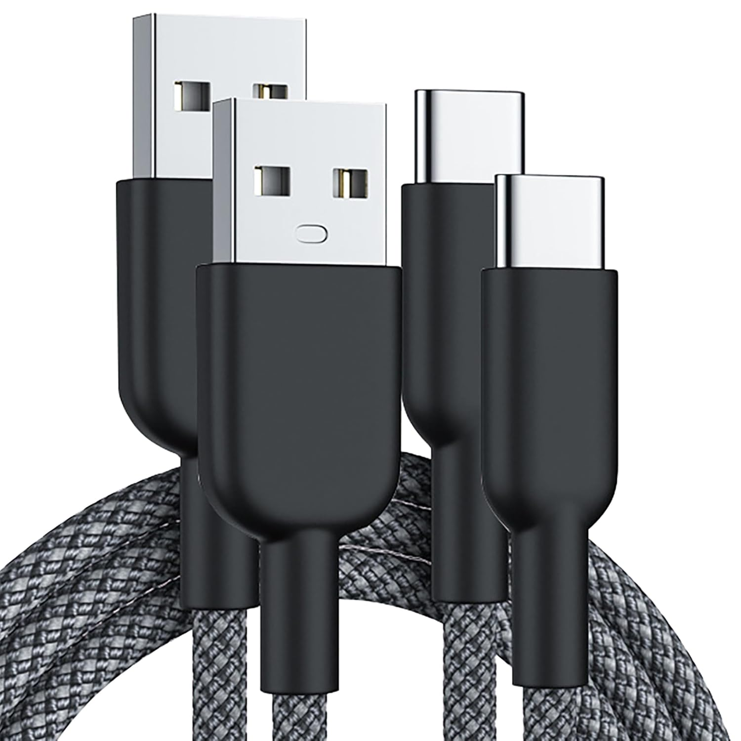 USB Type C Cable 2Pack, Tunghey USB C Charger Cable Nylon Braided Fast Charging Sync Cord Compatible 16/15 Pro Max Galaxy S10 S9 S8 Plus,Note 9 8,Pixel 2 XL (Black, 1M)