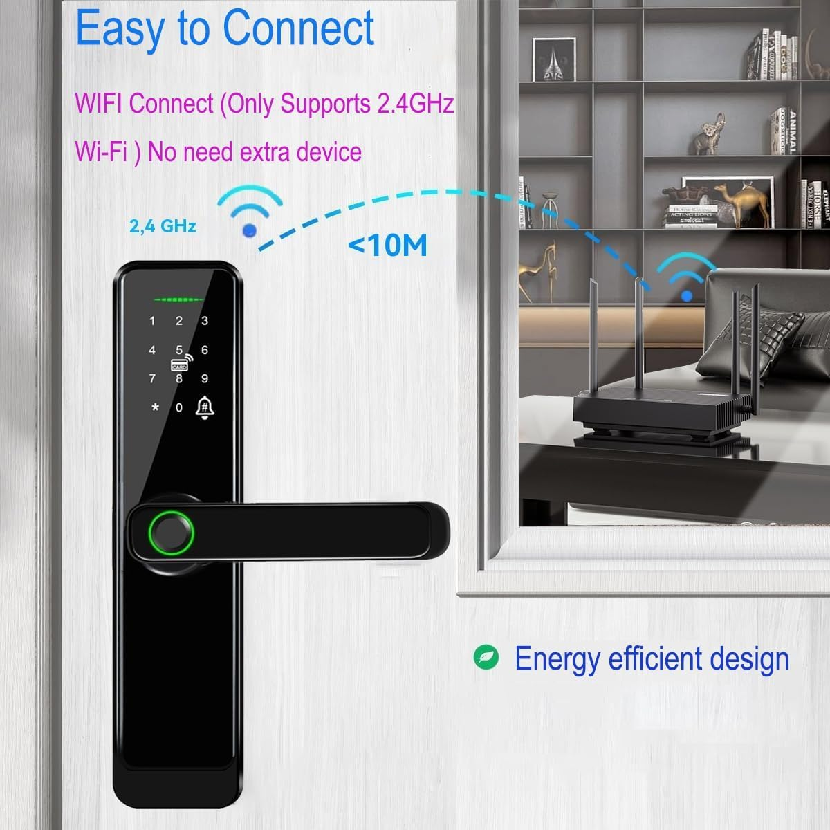 AILRINNI Fingerprint Smart Door Lock with a Deadbolt, 6 in 1 Keyless Entry Door Knob with App/Keypad Code/Keys/Fingerprint/Ic Card/Deadbolt, Electronic Keypad Lock, Smart Locks for Front Door image number 4