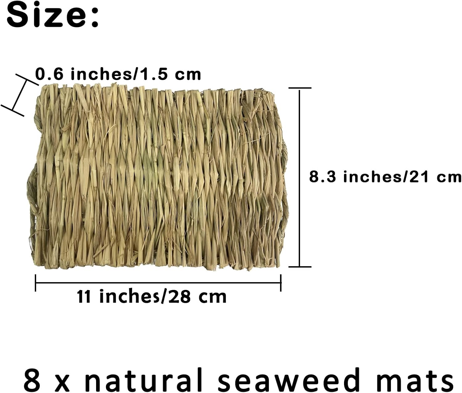 MUYG 8 PCS Rabbit Grass Mat,Natural Bunny Grass Mat Woven,Pet Bed Nest Mats Rabbits Chew Toys for Hamsters Parrot Rabbits Hedgehog Guinea Pig Chick and Other Small Animals Hay Mat Sleeping(8 PCS) image number 3